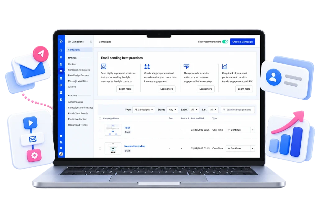 ActiveCampaign email marketing and automation platform dashboard